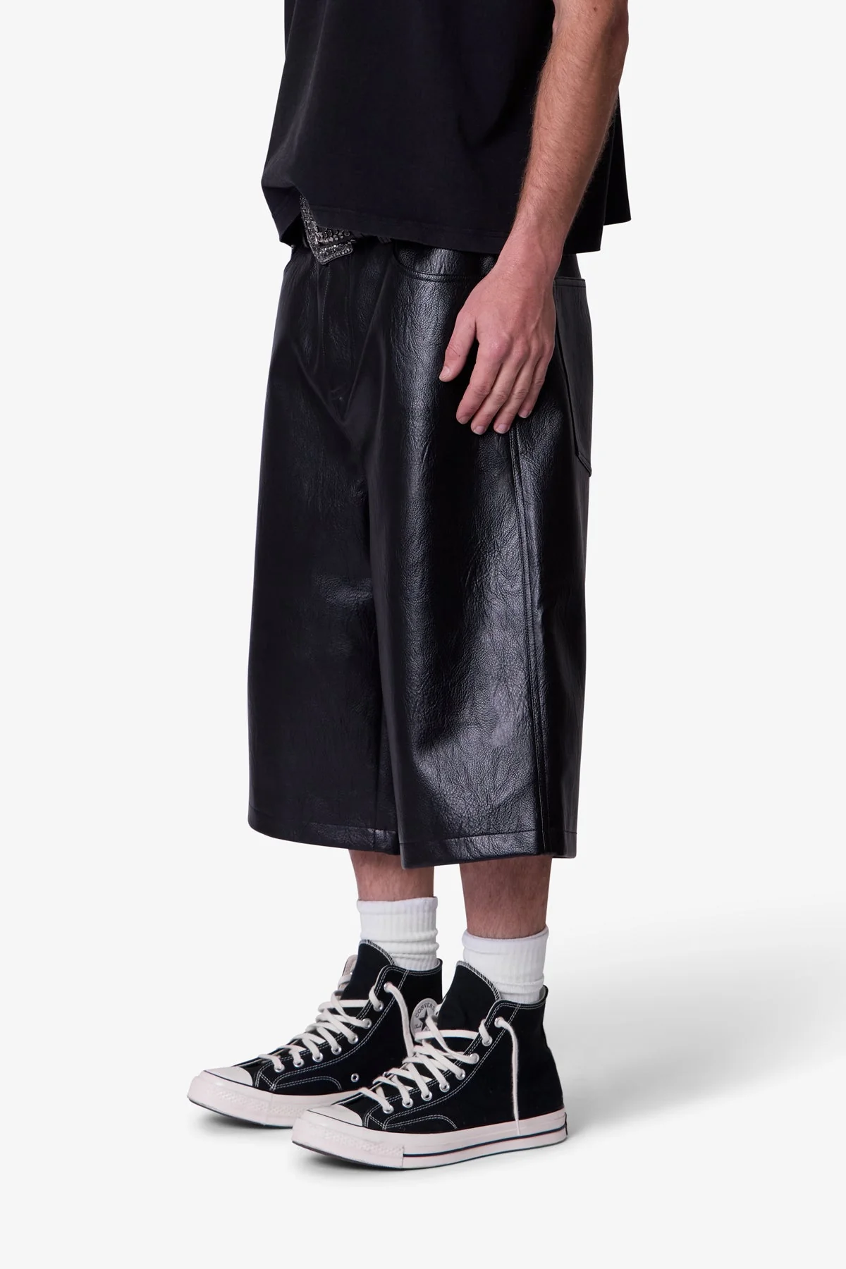 Ultra Baggy Leather Shorts - Black