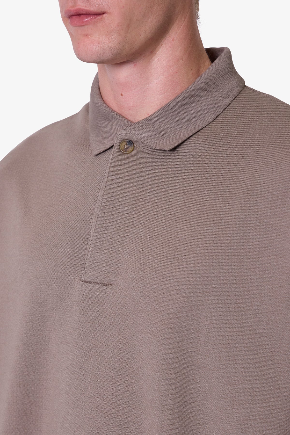 Oversized Knit Polo S/S Shirt - Bone