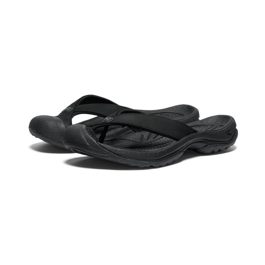 Women's Waimea Leather Flip-Flop  |  Black/Black