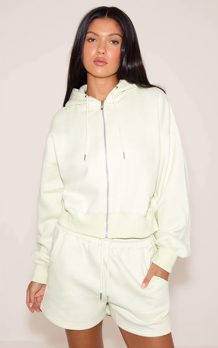 Pale Lime PLT Studio Puff Print Zip Up Jacket