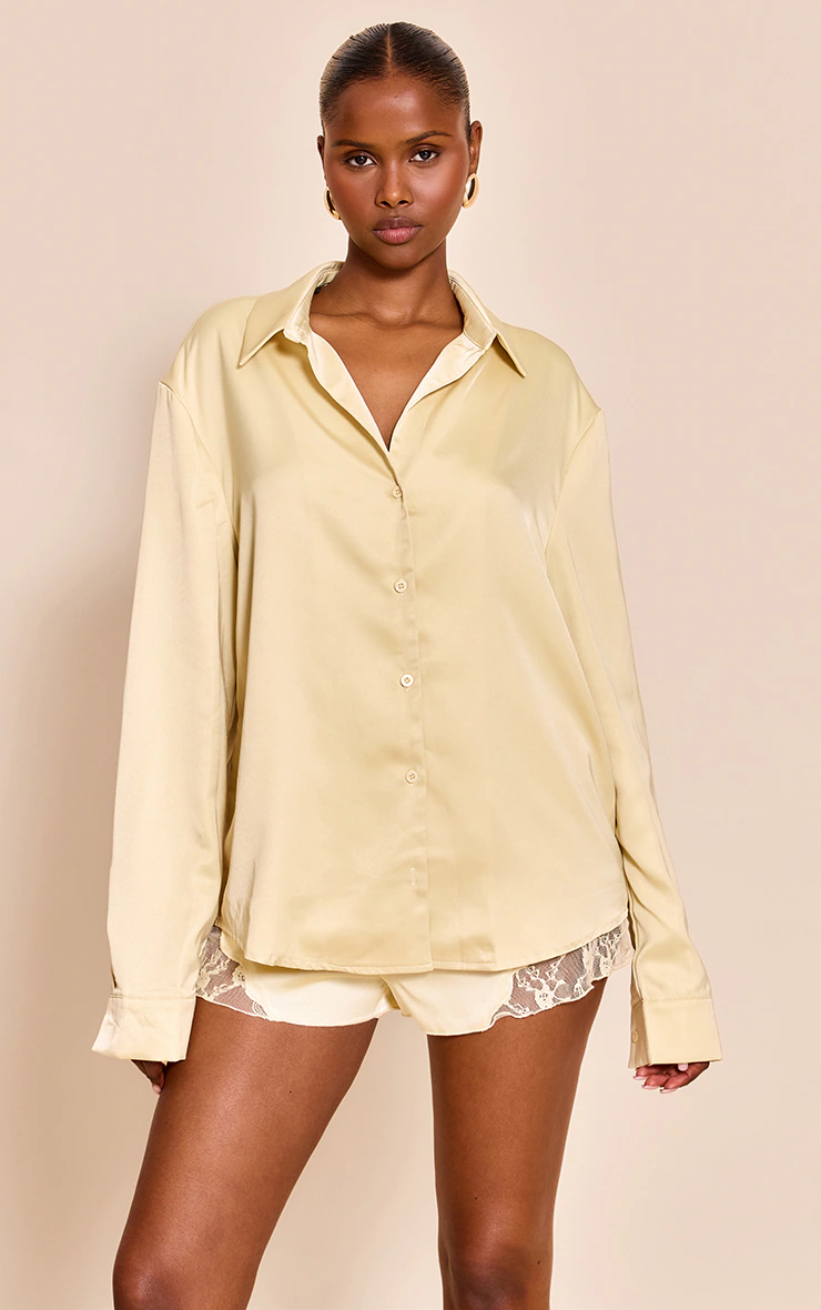 Butter Cream Satin Oversized Shirt