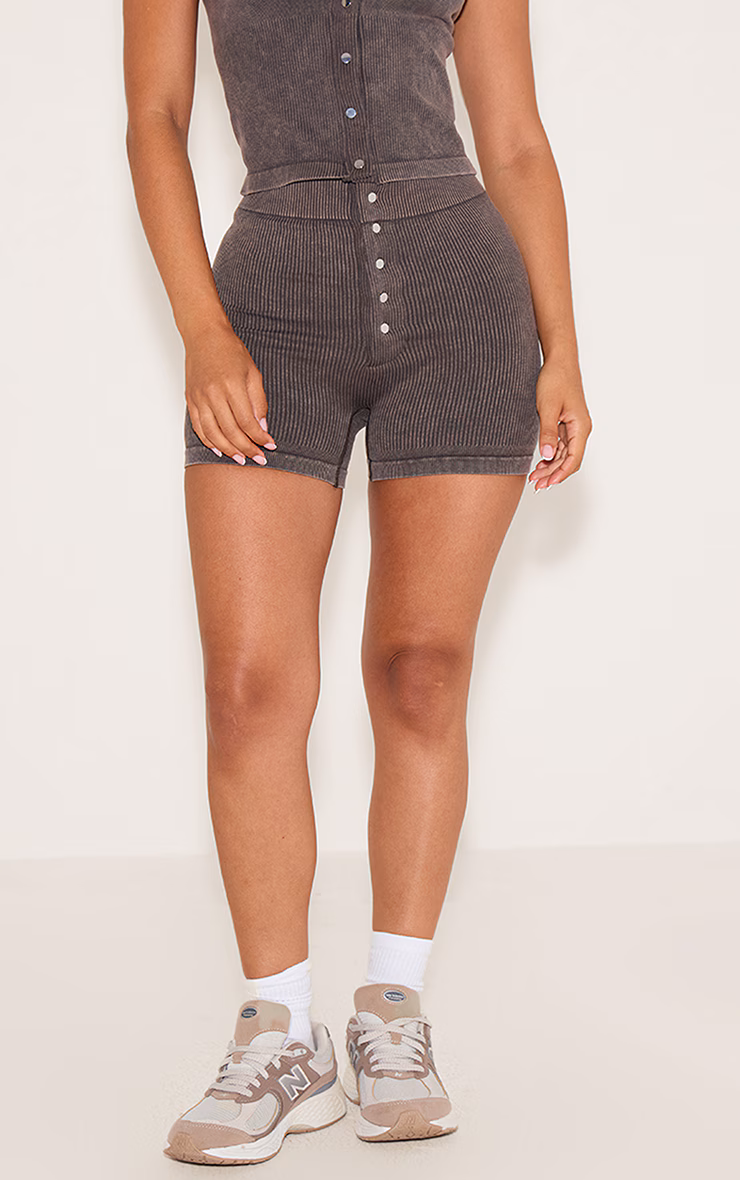 Petite Chocolate Snatched Rib Popper Shorts