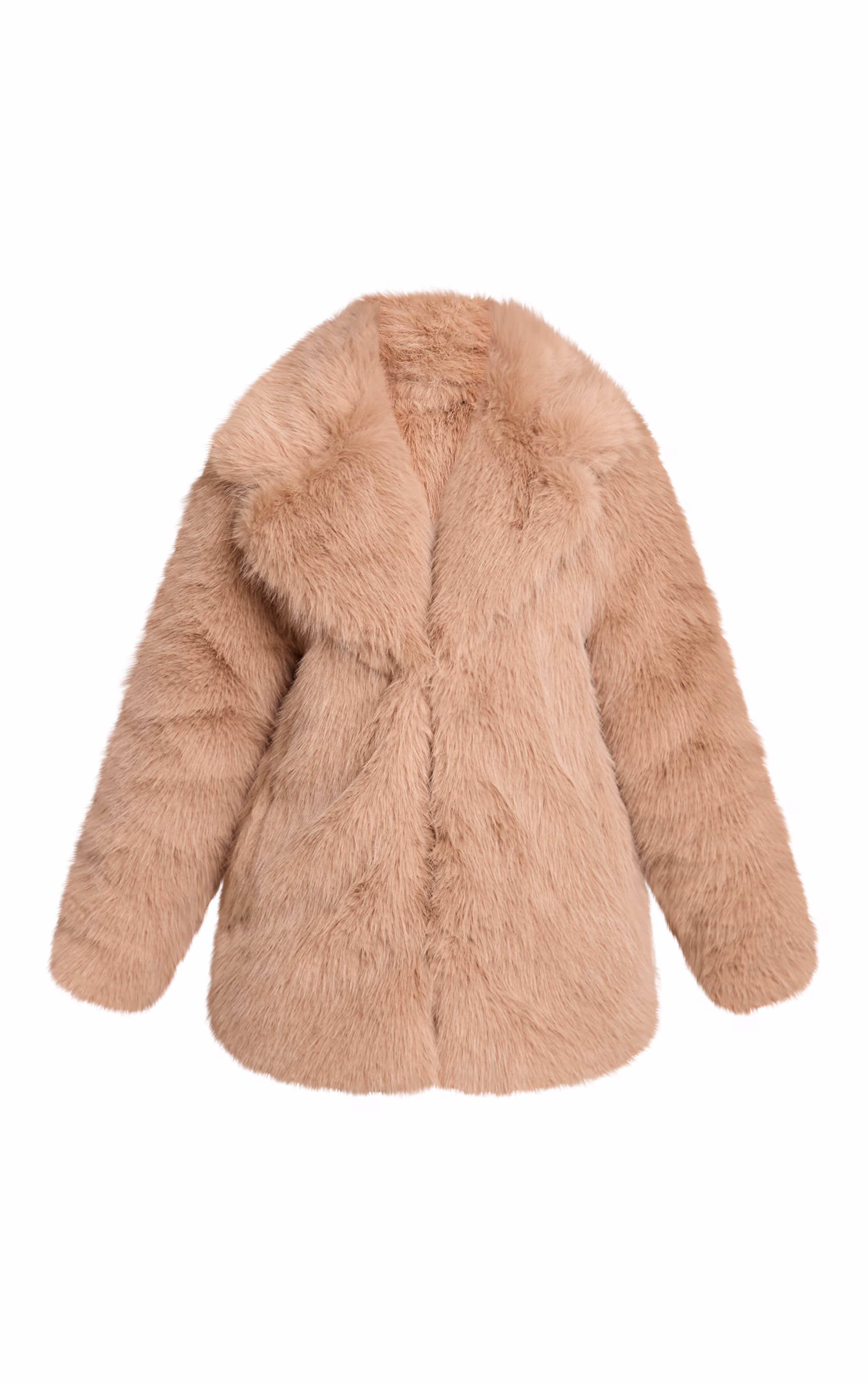 Petite Beige Oversized Midi Faux Fur Coat