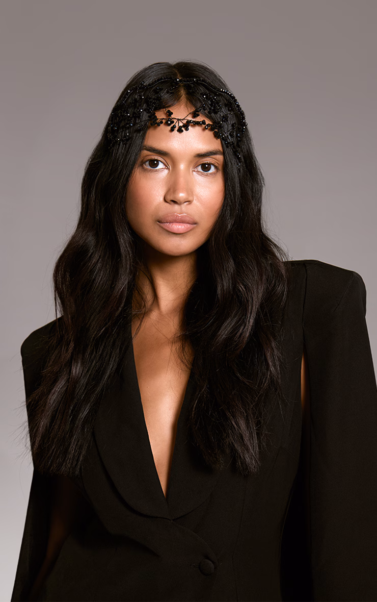 Black Beaded Tiara Headband