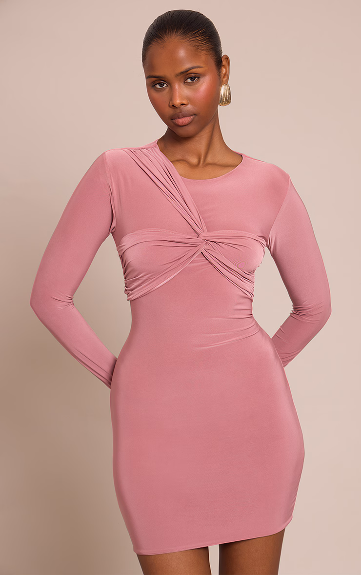 Mauve Twist Bust Mini Dress
