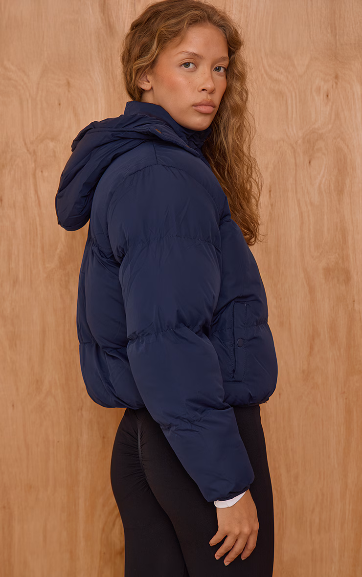 Navy Hooded Puffer Coat