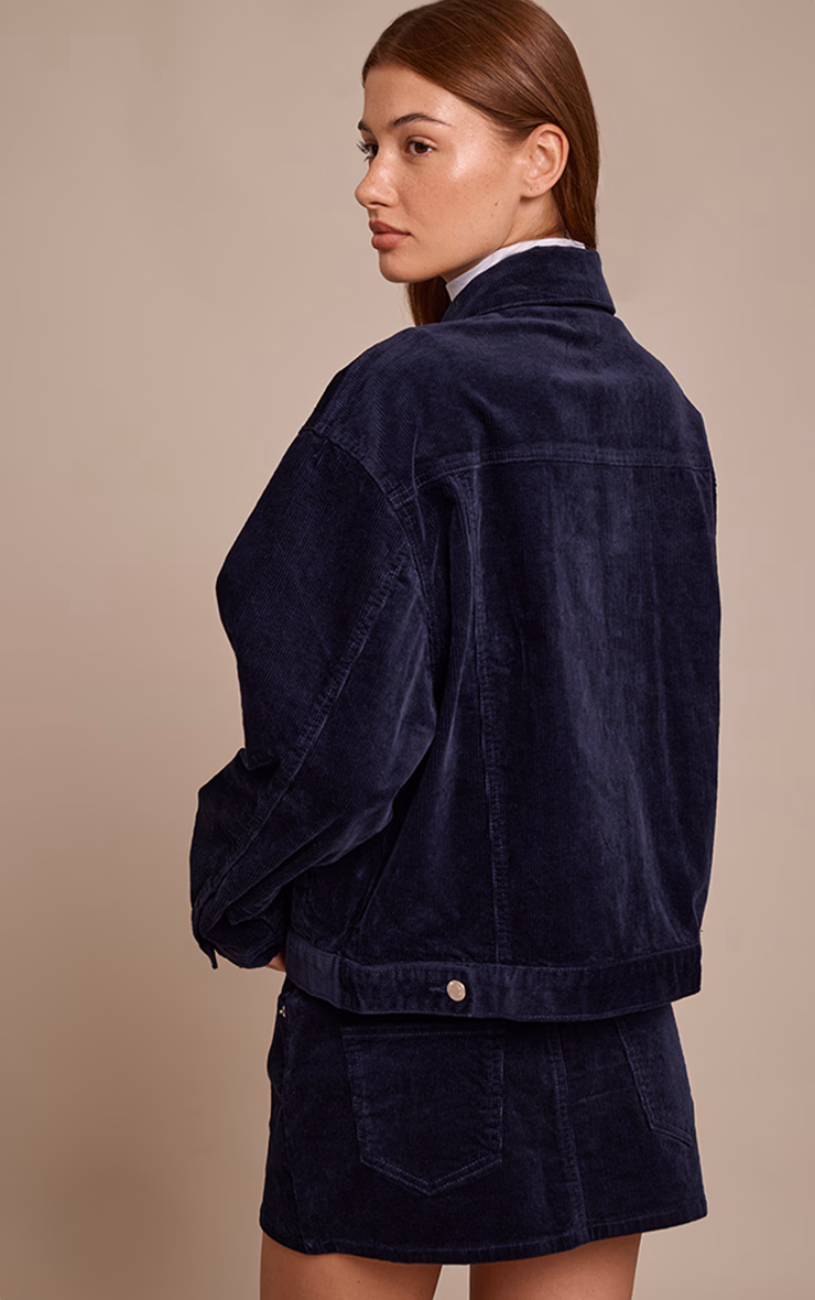 Navy Cord Classic Boxy Denim Jacket