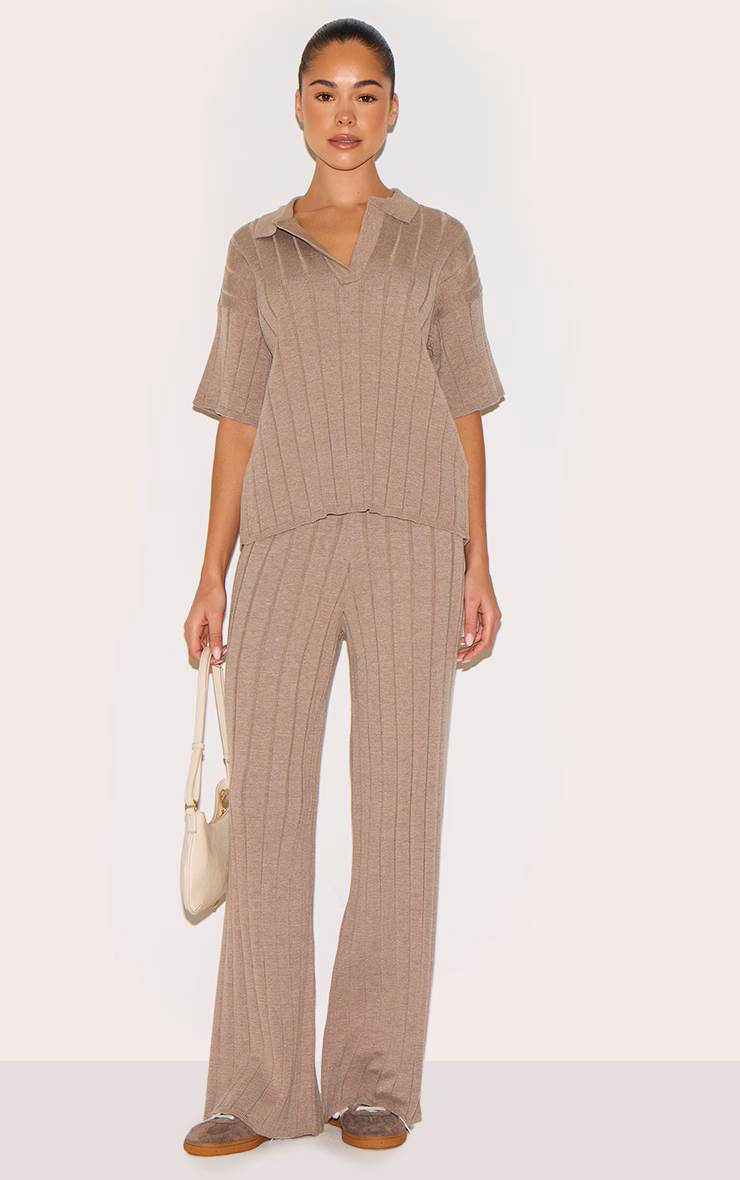 Mocha Wide Rib Knit Pants
