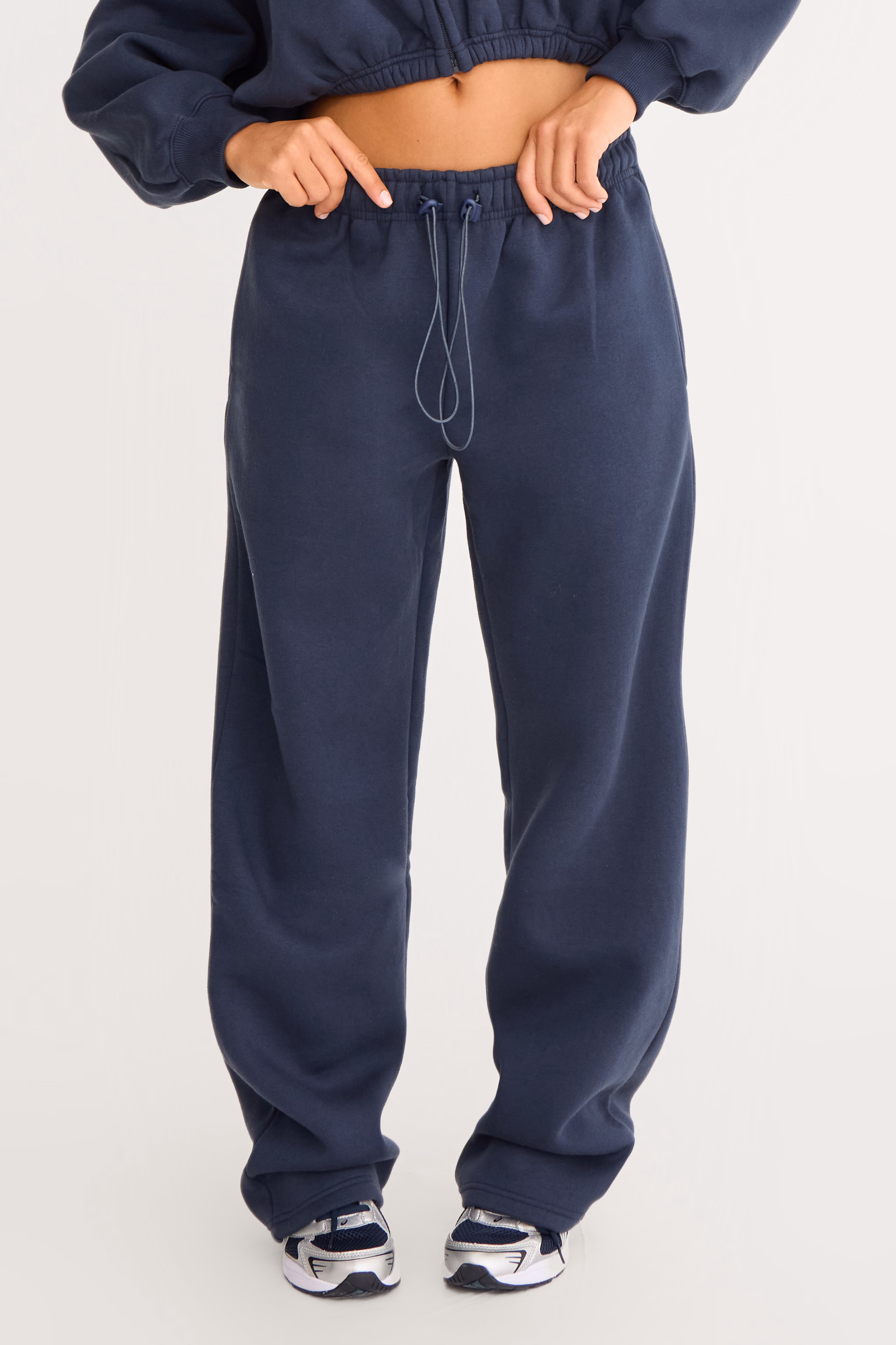 Navy Drawcord Hem Oversized Sweatpants