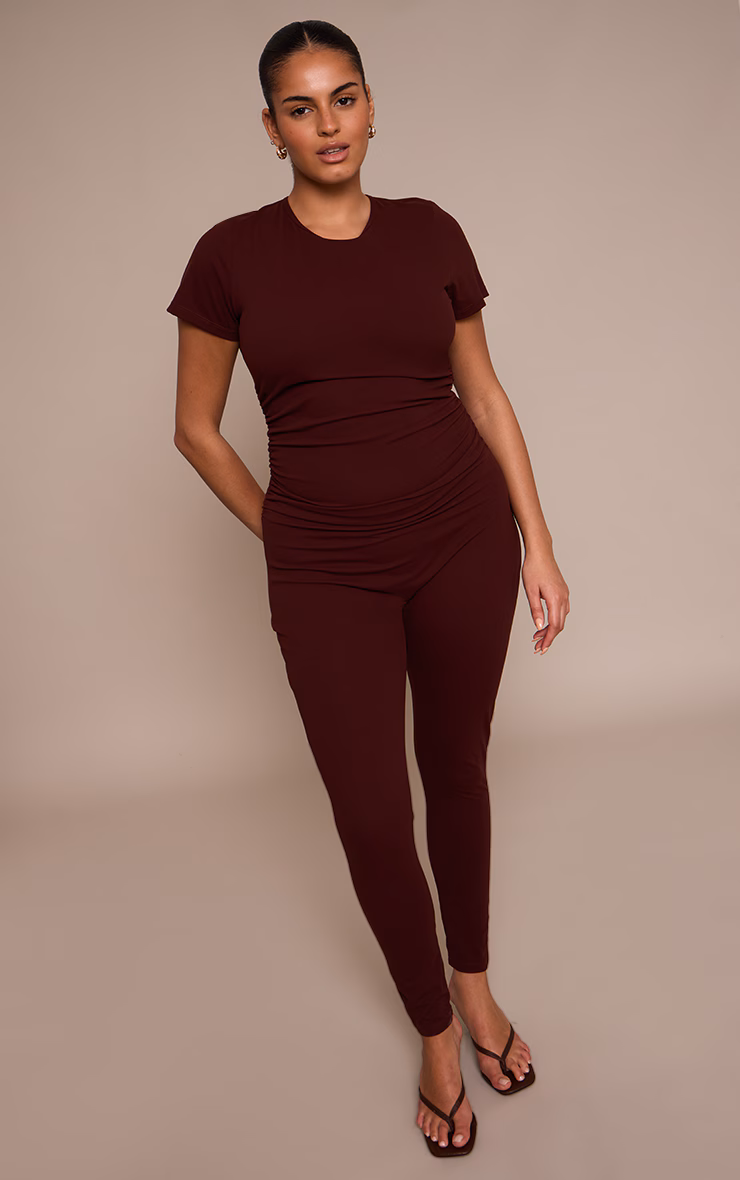 Plus Chocolate Sculpt Ruched Side Jumpsuit