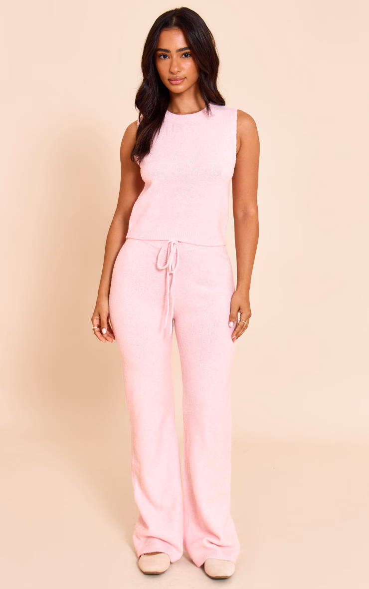 Petite Pink Drawstring Knitted Pants