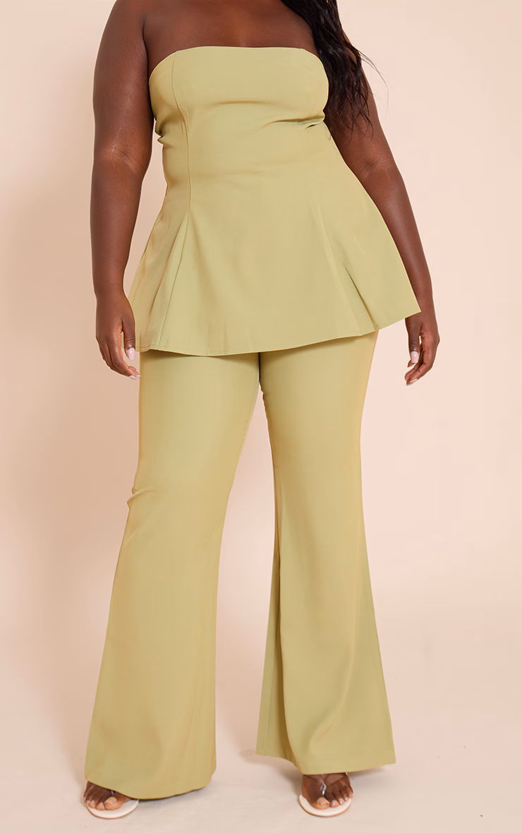 olive Woven Tailored Straight Leg Pants