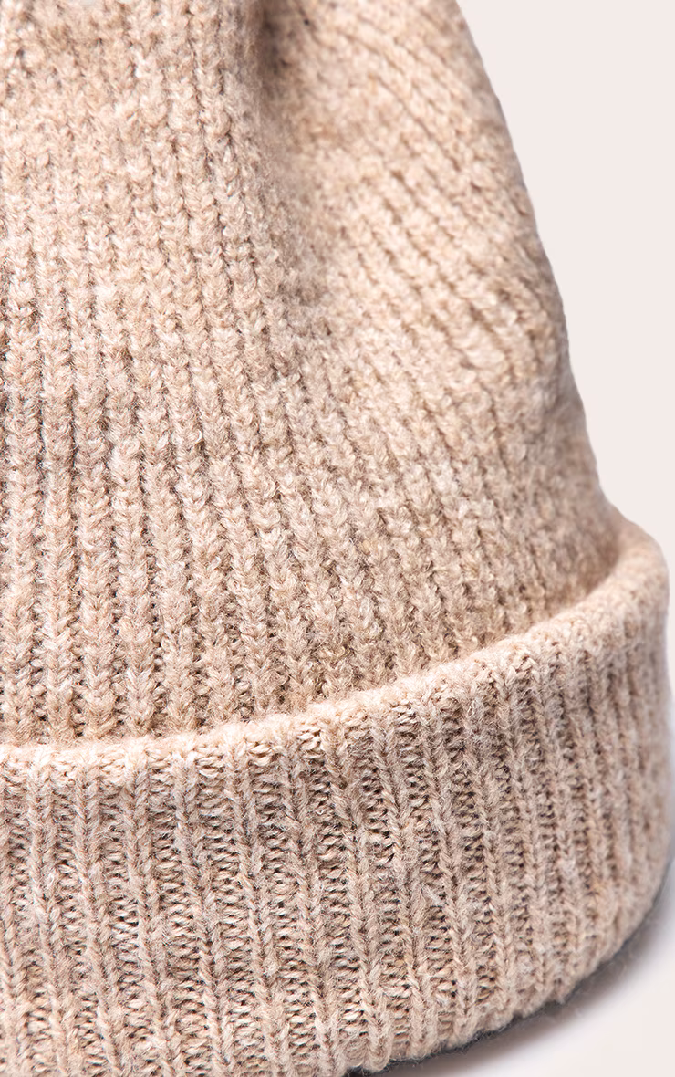 Oatmeal Brushed Knit Fold Over Beanie