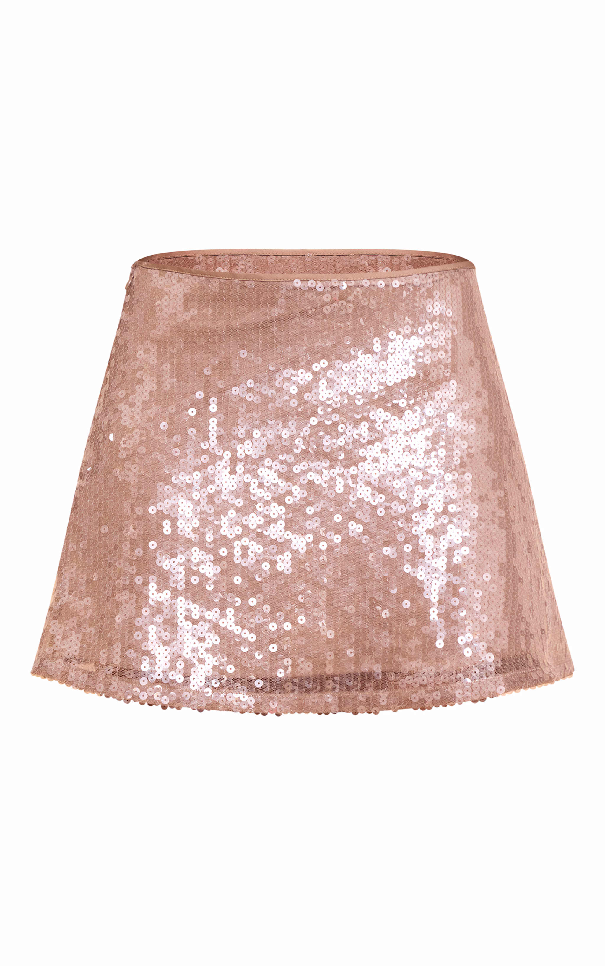 Mocha Sequin Mid Rise Floaty Mini Skirt