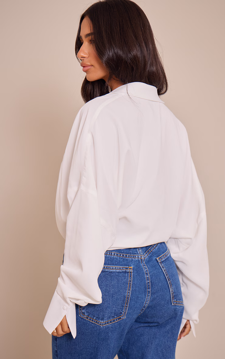 Petite White Chiffon Cowl Neck Collared Top