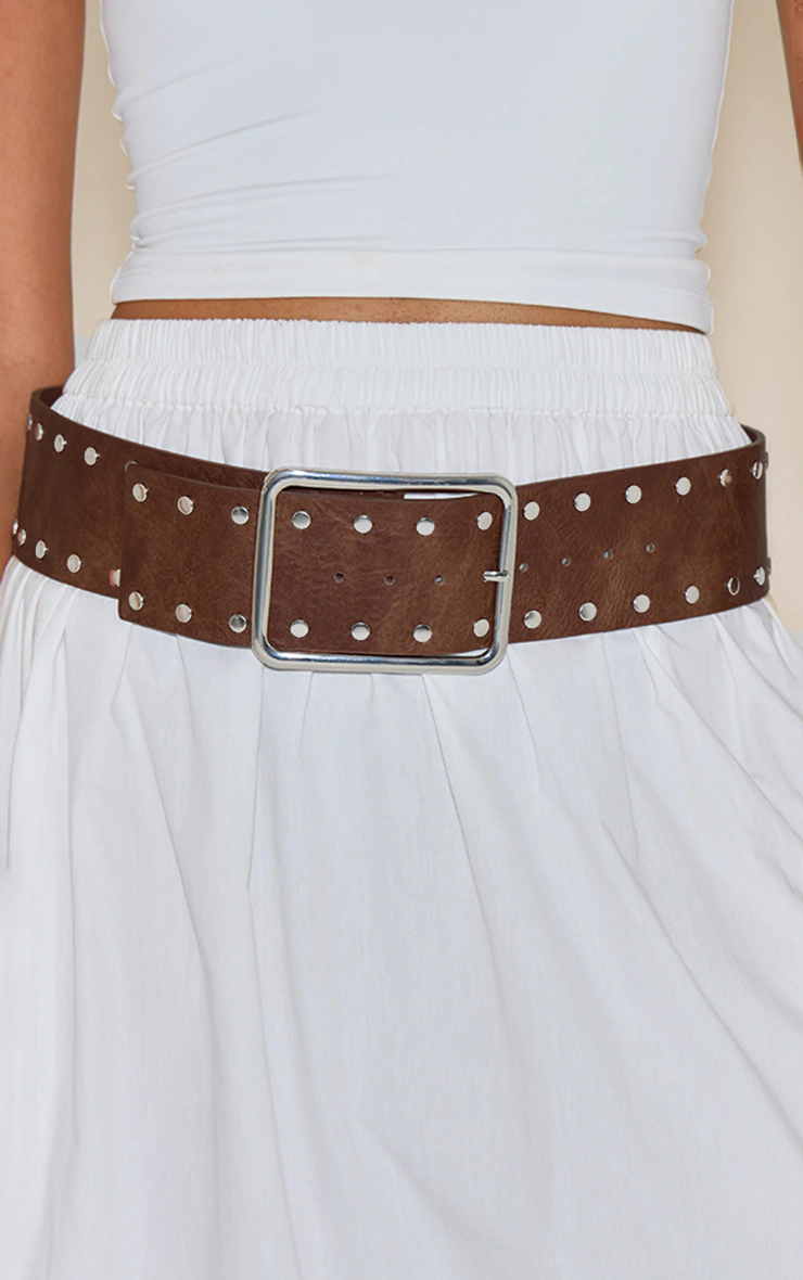 Tan Thick Faux Suede Square Buckle Belt