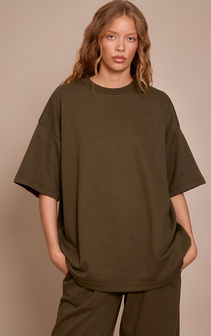Olive Green Jersey Oversized T Shirt
