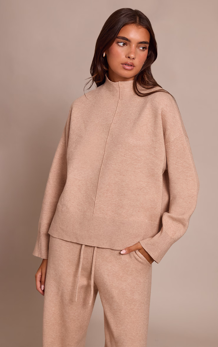 Oat Seam Detail Oversized Knitted Sweater