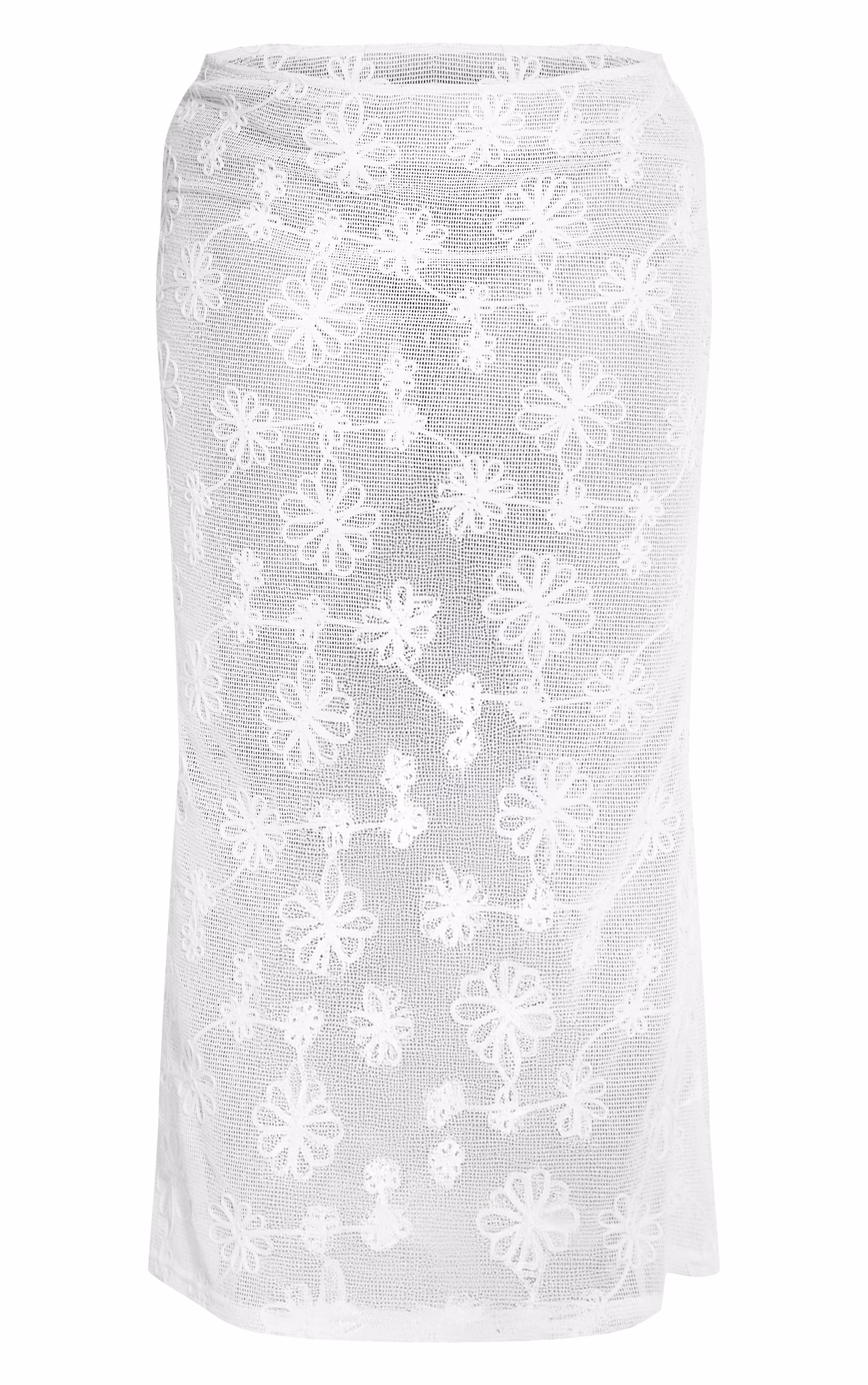 Plus Beige Flower Detail Sheer Maxi Skirt