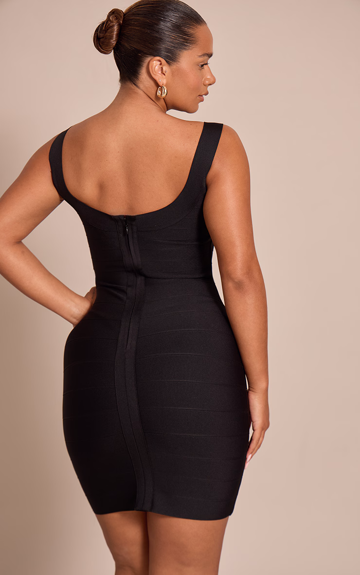 Shape Black Bandage Scoop Neck Mini Dress
