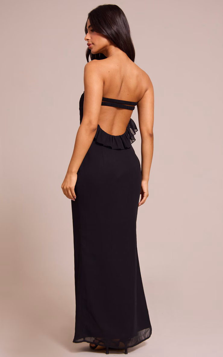 Petite Black Bandeau Maxi Dress