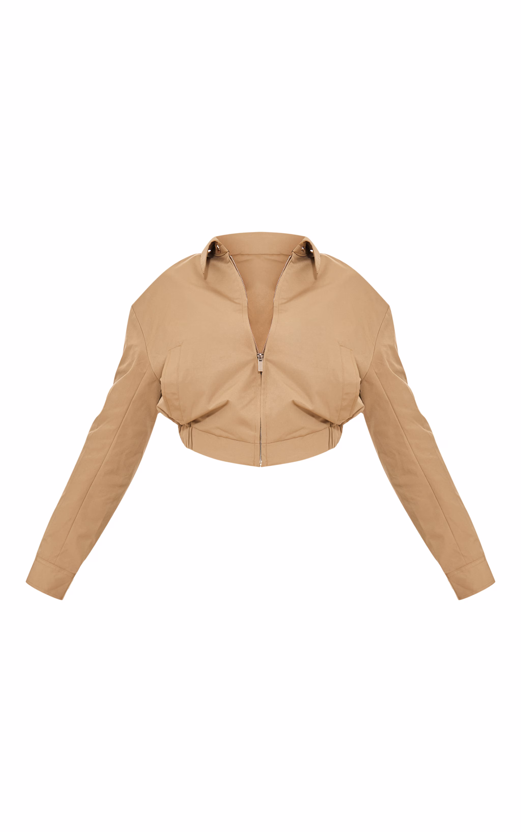 Olive Canvas Collar Detail Zip Up Jacket