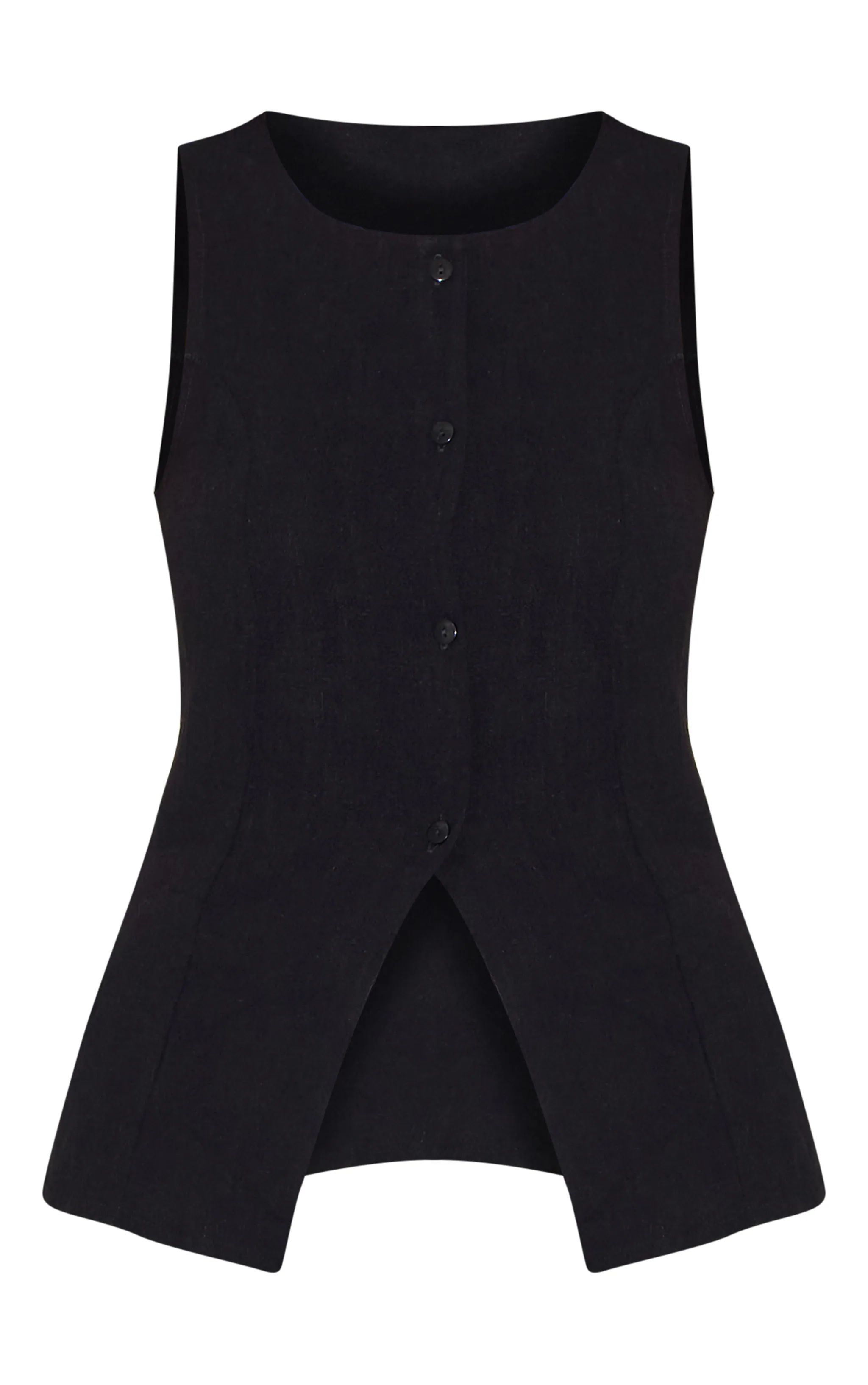 Black Longline Bengaline Vest