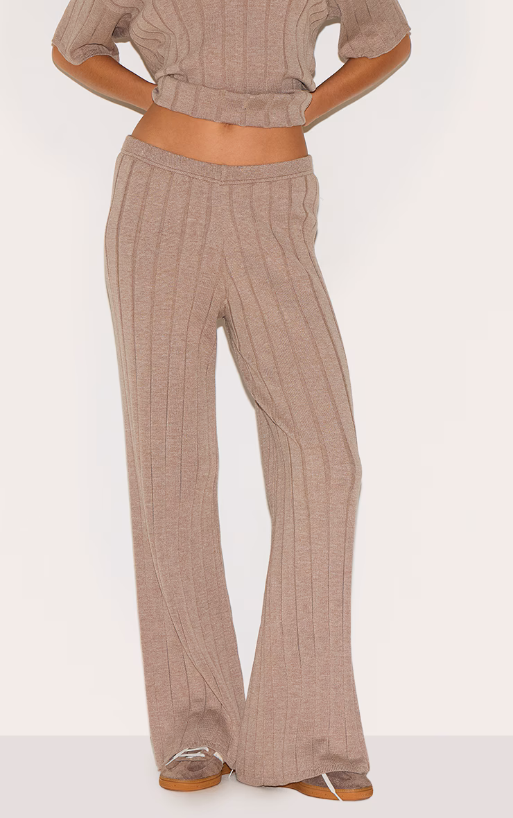 Mocha Wide Rib Knit Pants