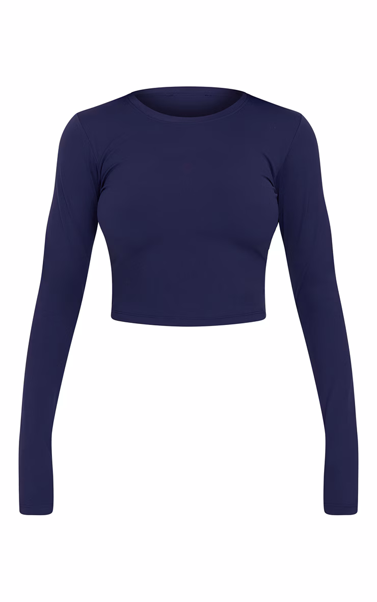 Navy Ultimate Sculpt Long Sleeve Crop Gym Top