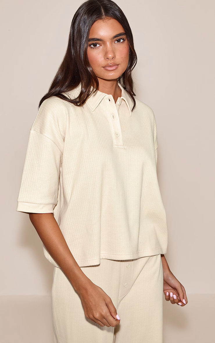Butter Cream Button Up Rib T-shirt