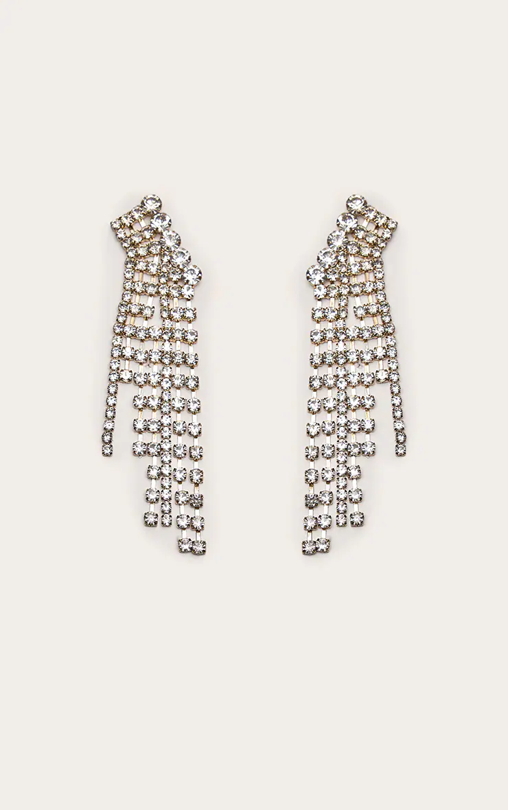 Bronze Diamante Drape Statement Earrings