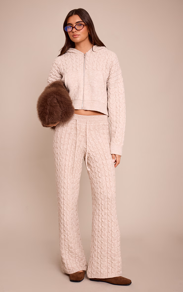 Oatmeal Cable Knit Pants