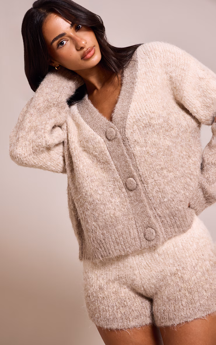 Petite Knitted Grey Ombre Brushed Shorts