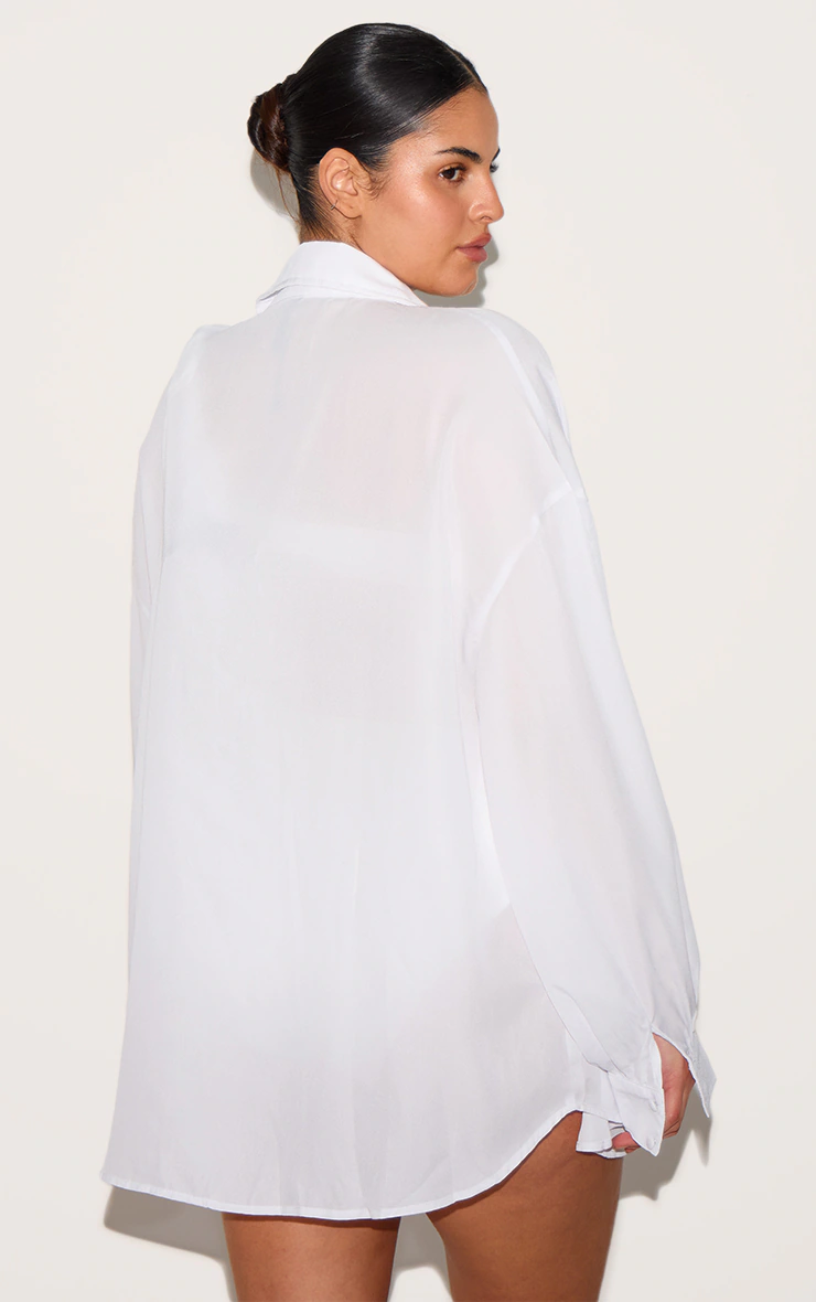 Plus White Oversized Beach Shirt