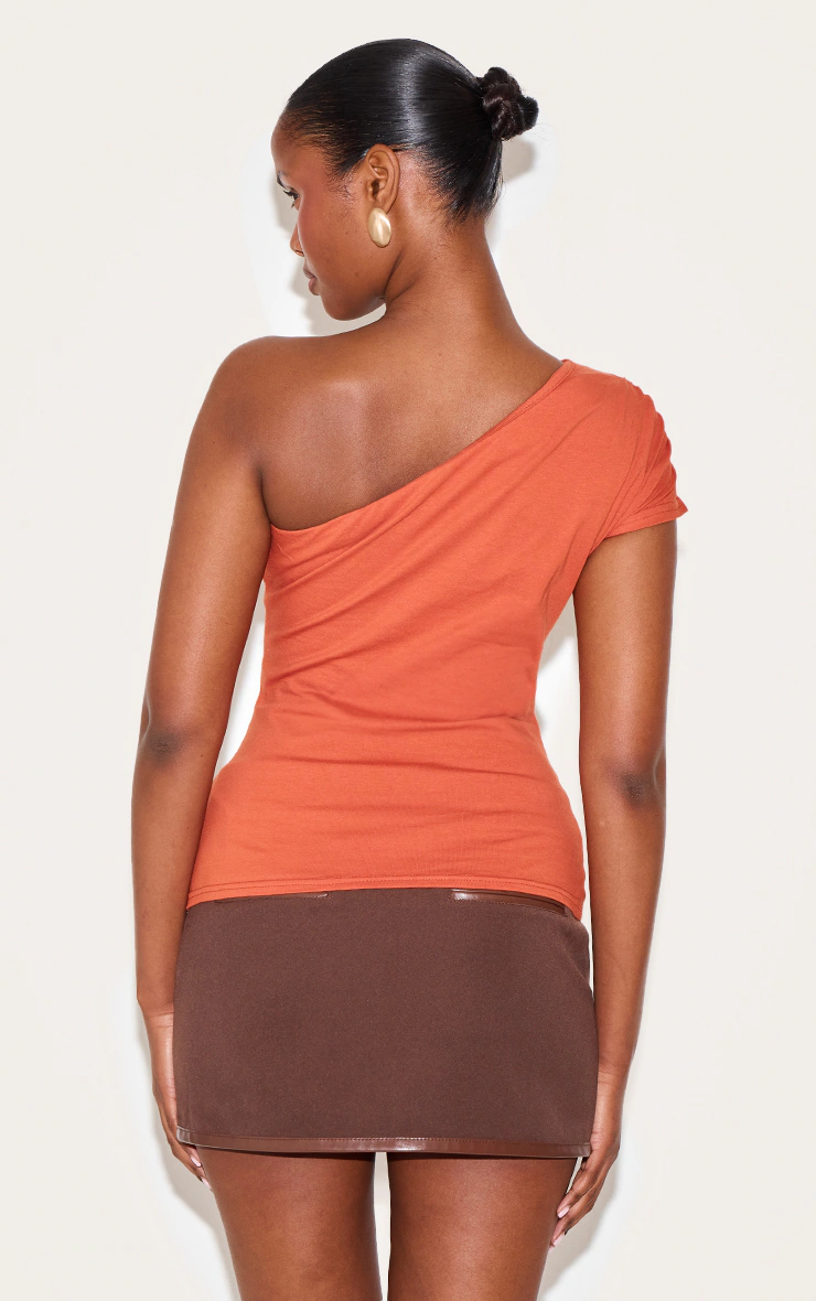 Paprika One Shoulder Asymmetric Top