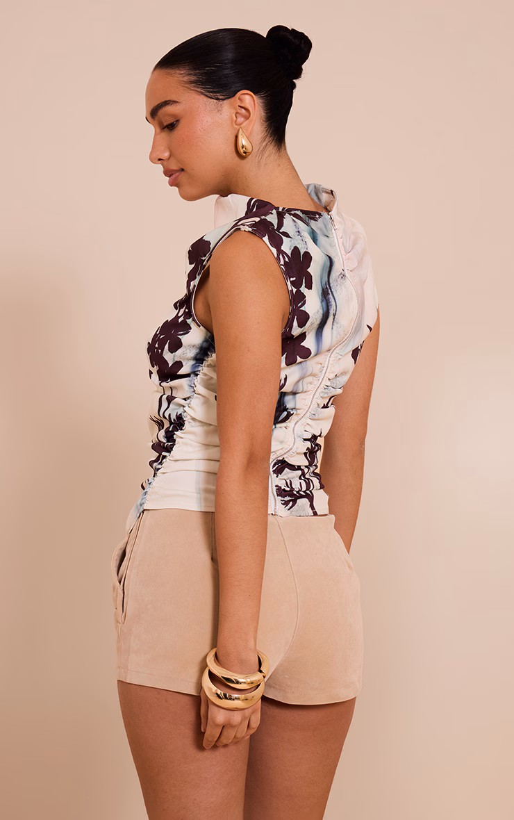 Mint Woven Printed Asymmetric Top