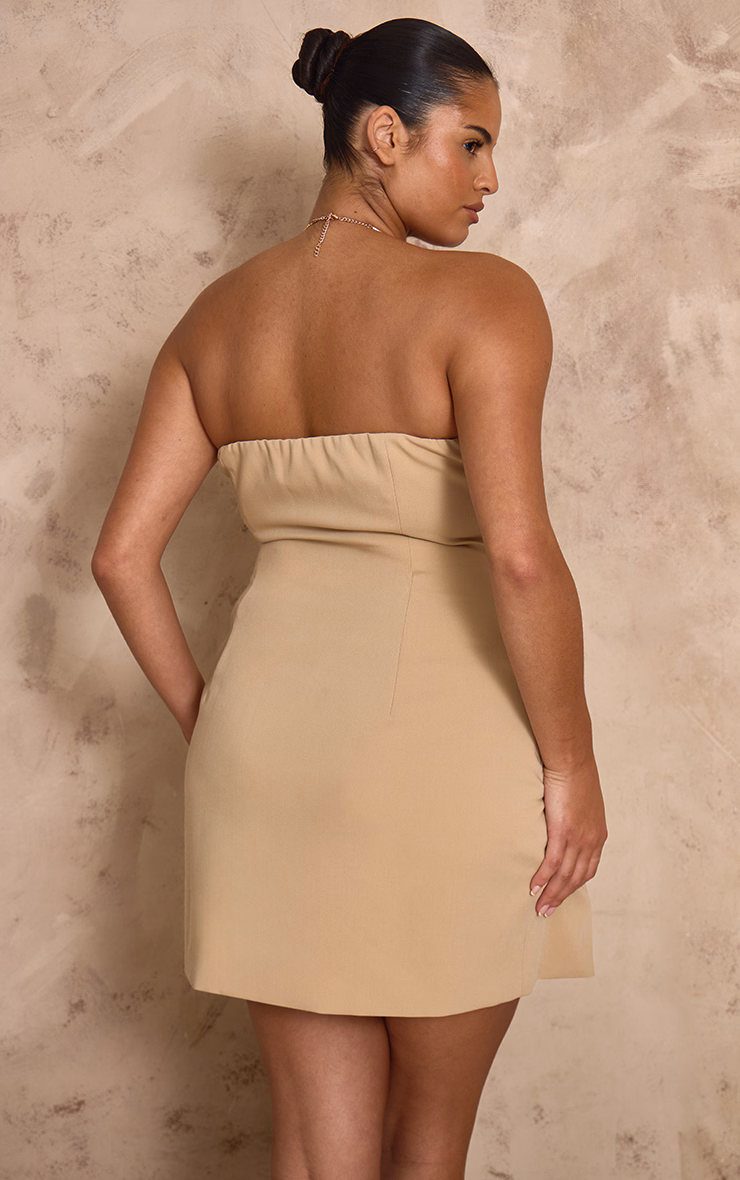 PLT Label Plus Stone Embroidered Woven Neck Trim Detail Bodycon Dress