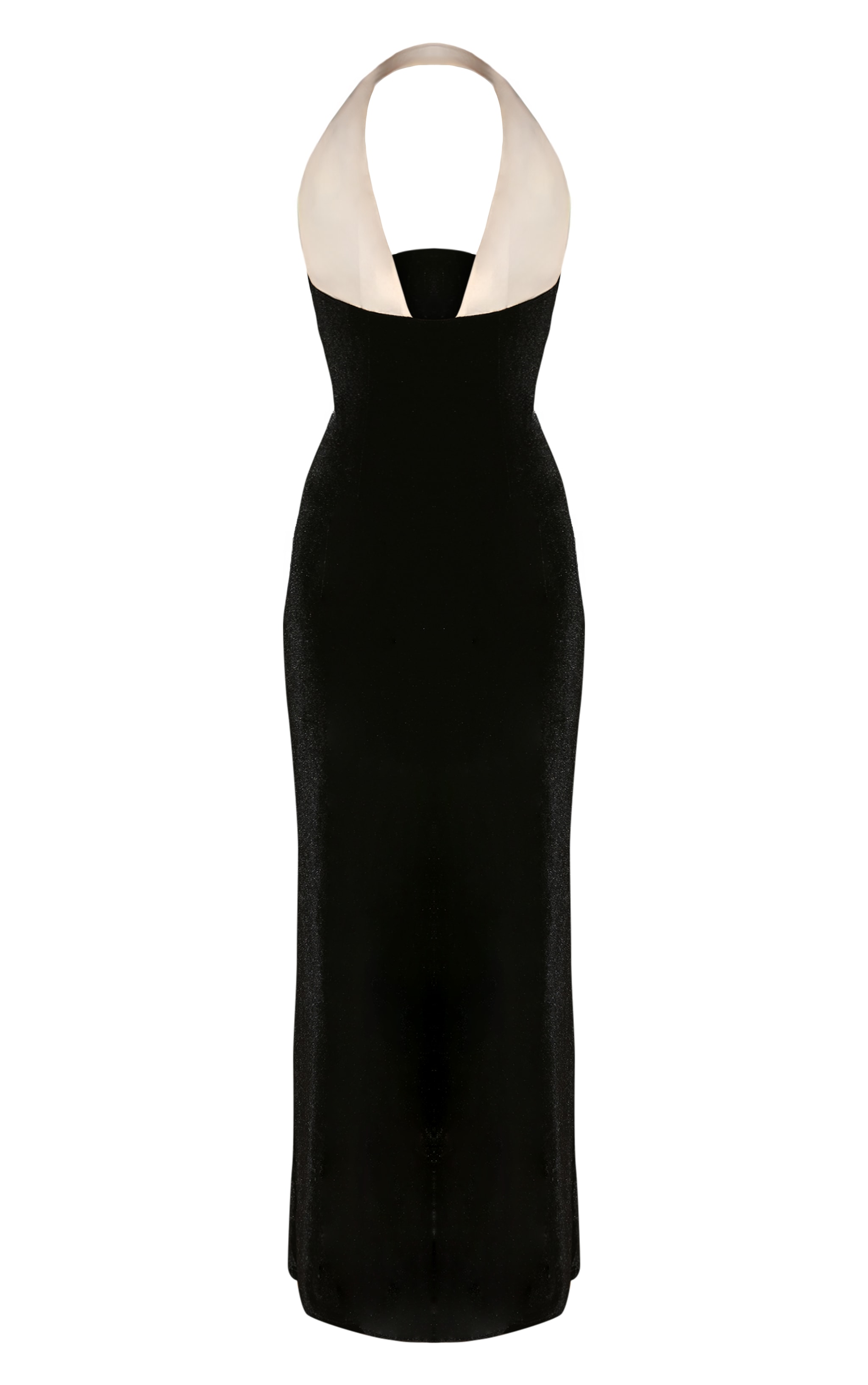 Black Velvet Contrast Chiffon Bust Maxi Dress