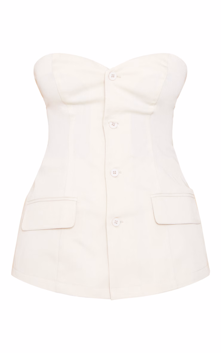 Tall Beige Button Up Front Corset Top