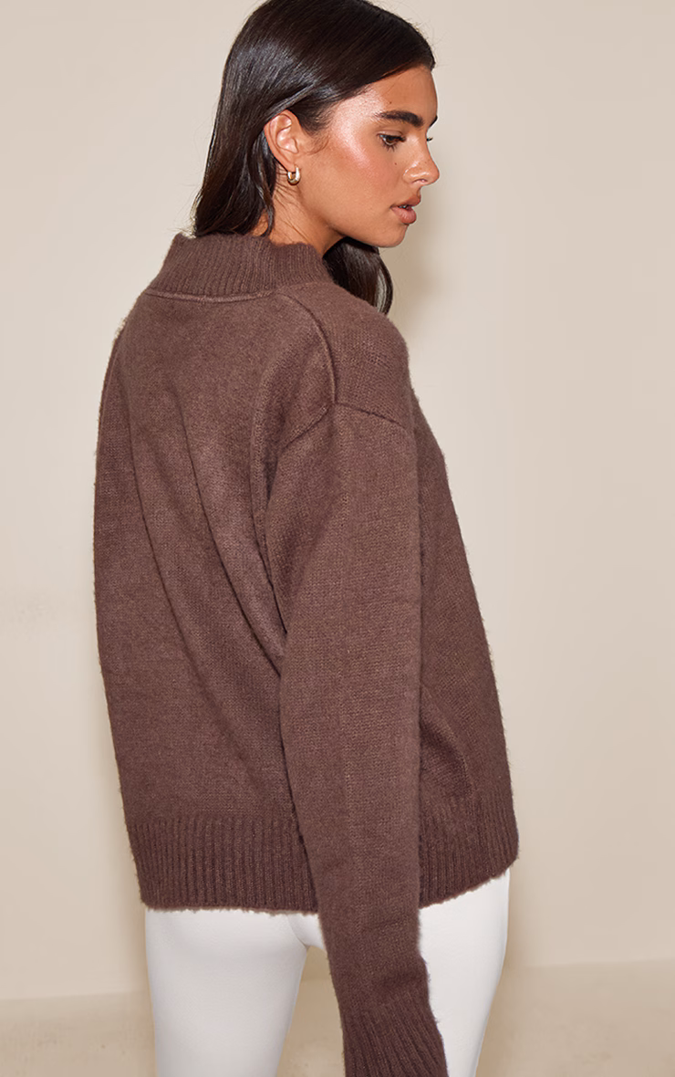 Mink Brushed Laguna Knit V Neck Sweater