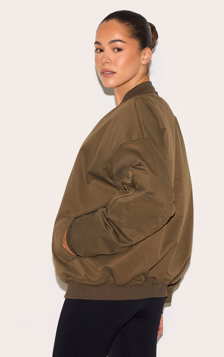 Khaki Classic Oversized Bomber Jacket