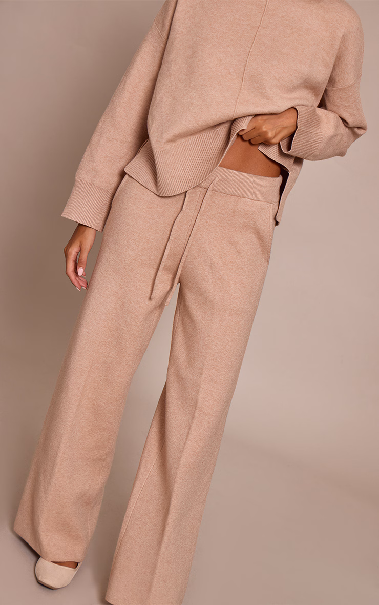Oat Drawstring Wide Leg Knitted Pants