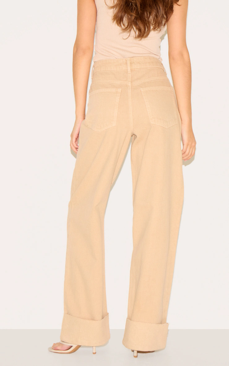 Taupe Turn Up Hem Jeans