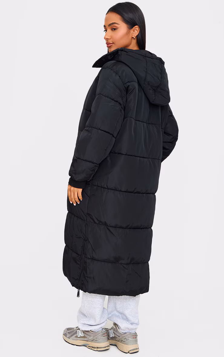 Petite Black Longline Puffer Coat