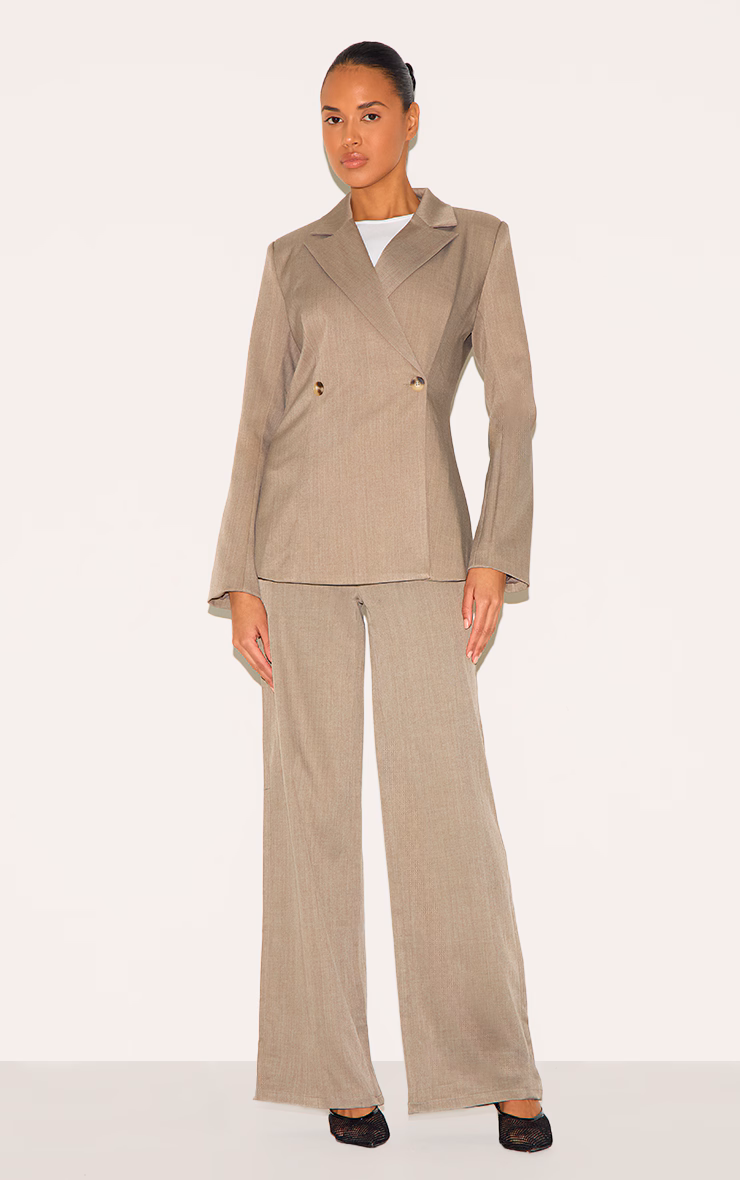 Mocha Brown Premium Tailored Woven Wide Leg Pants