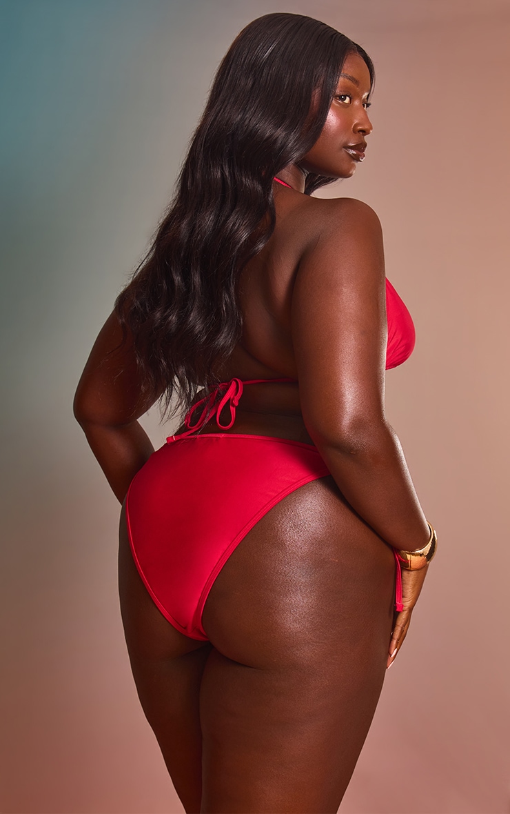 Plus Red Mix & Match Tie Side Bikini Bottoms
