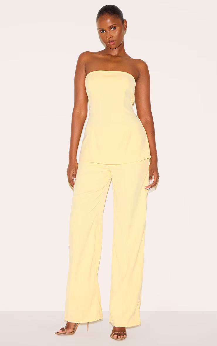 Lemon Woven Tailored Longline Bandeau Flared Jumpsuit