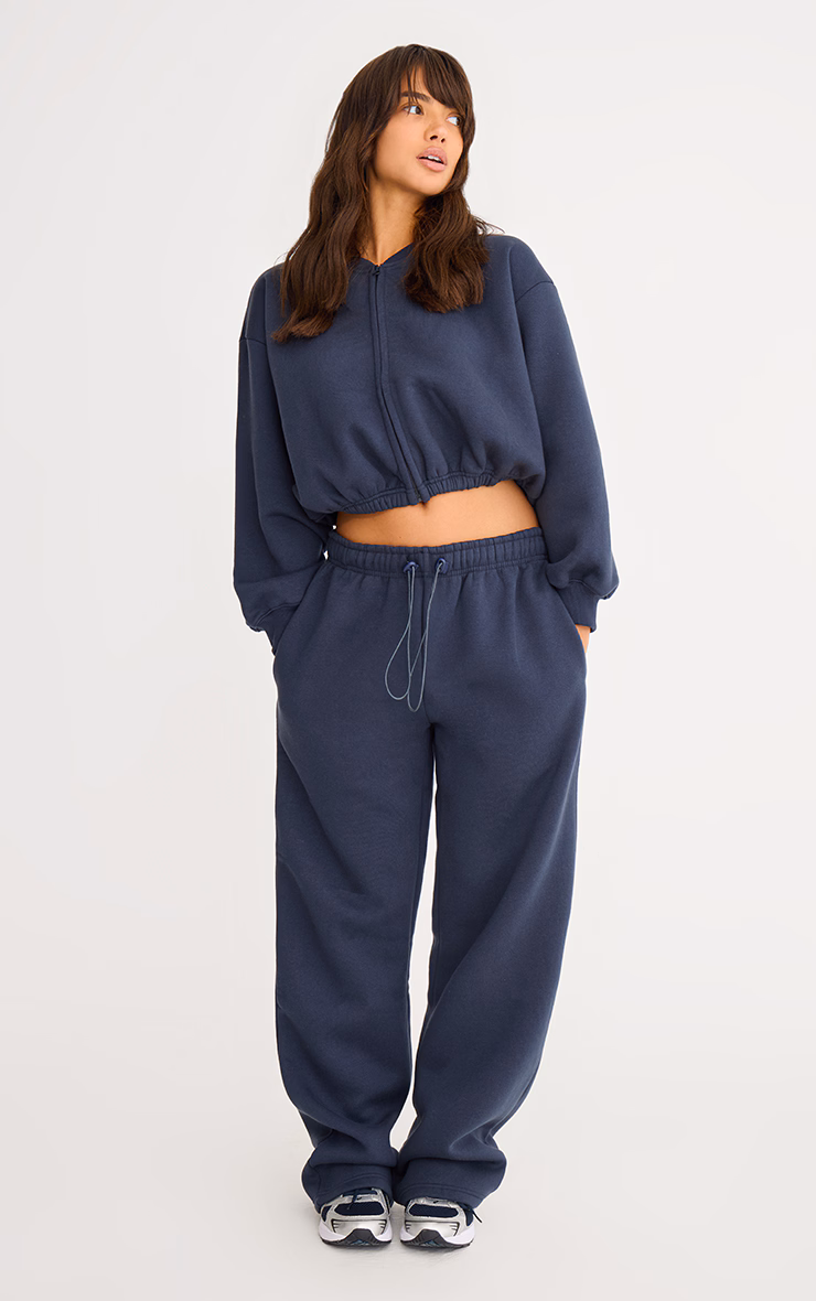 Navy Drawcord Hem Oversized Sweatpants