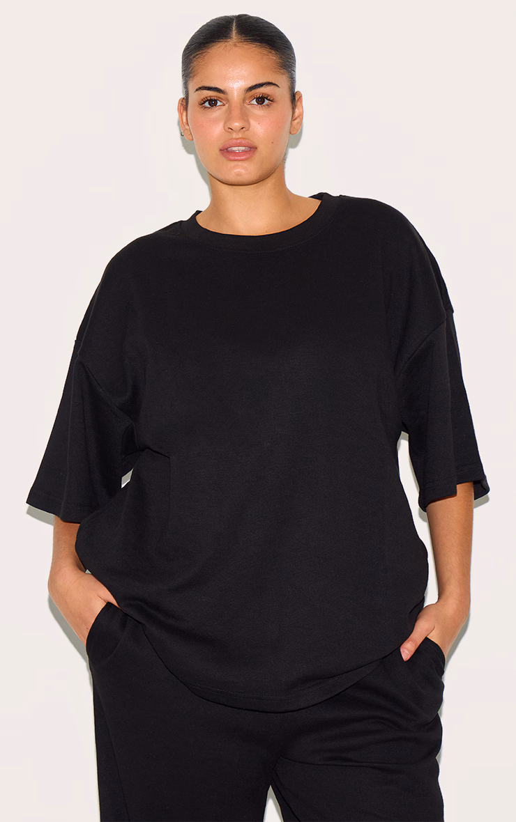Plus Black Jersey Oversized T-shirt