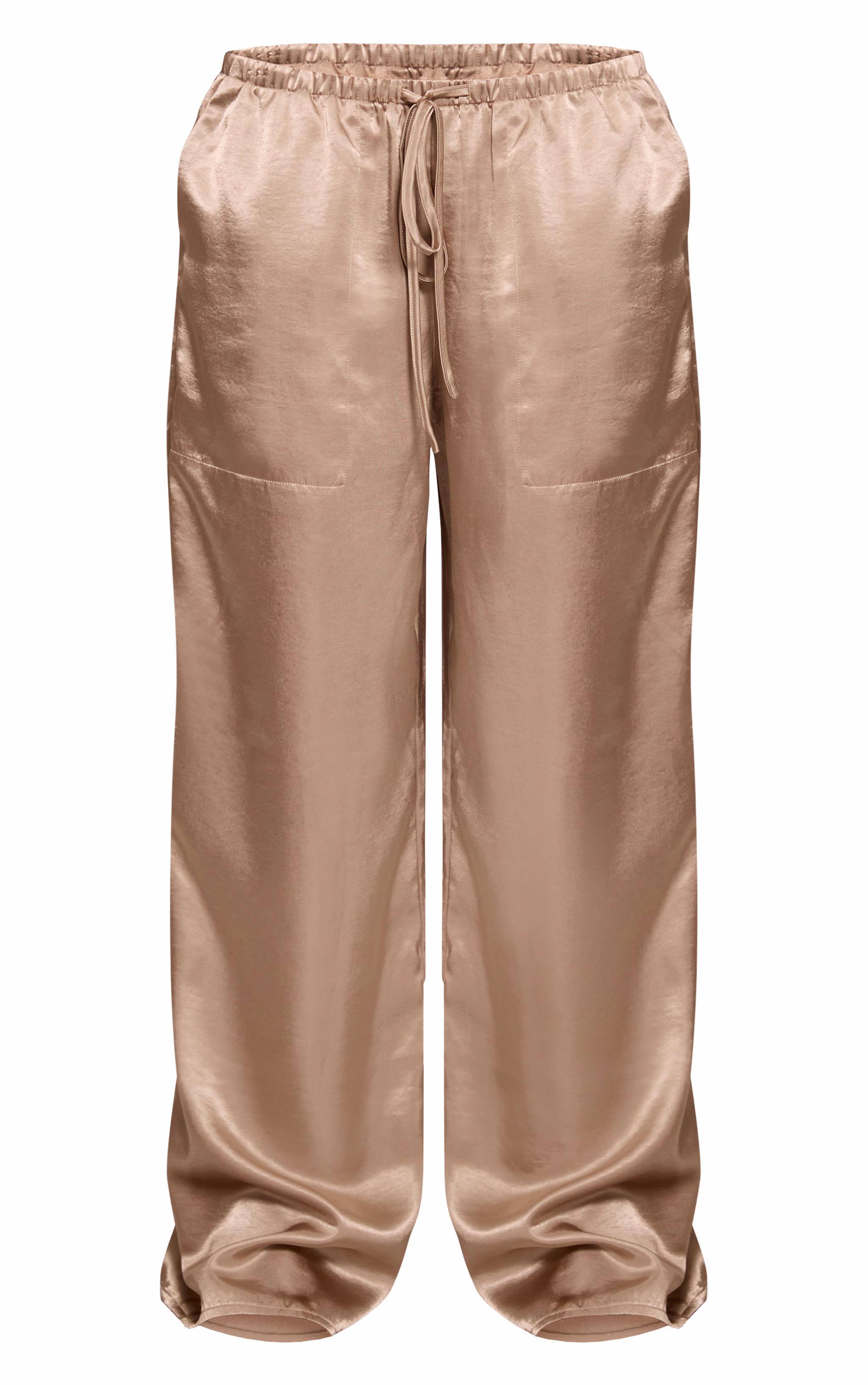 Mushroom Crinkle Satin Slouchy Drawstring Pants